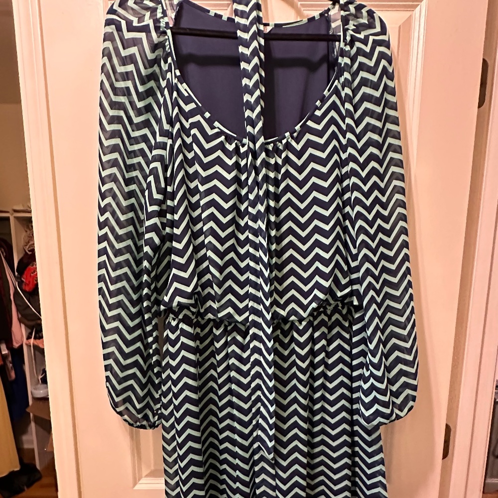 Blue and green chevron dress